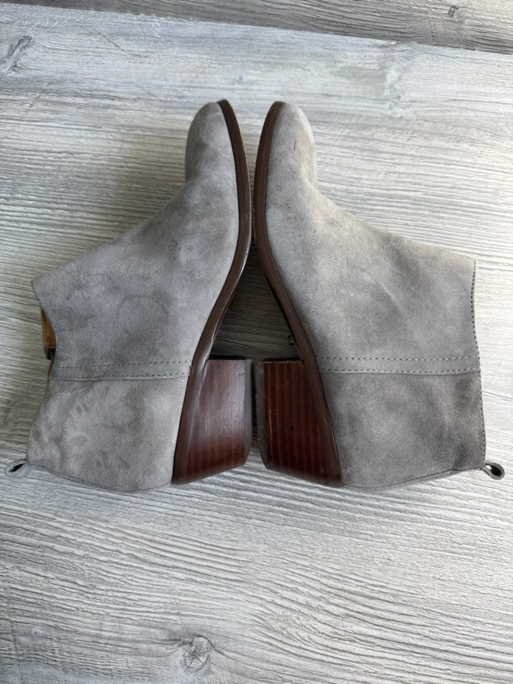 J.Crew Sawyer Women's leather Suede Ankle Bootie in Light Graphite Gray size 6.5